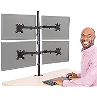 Stand Steady Clamp-On 4 Monitor Mount Desk Stand | Height Adjustable Quad Monitor Stand with Full Articulation VESA Mounts | Fits Most LCD/LED Monitors 13-32 Inches | Easy Set-Up Four Monitor Arm