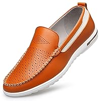 Men' s Casual Loafers Lace Up Vegan Leather Moc Toe Upper Stitching Driving Stretch Shoe Flat Solid Color