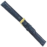 14mm Milano Genuine Lizard Lightly Padded Stitched Blue Ladies Watch Band 718