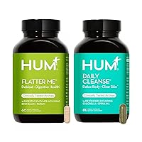 HUM Digest and Detox- Flatter Me 18 Digestive Enzymes to Support Food Breakdown and Daily Cleanse Detoxifying Herbs and Organic Alage Supports a Natural Detox and Clear Skin