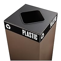 Products 2989BL Public Square Recycling Receptacle Lid, Square Cutout for Plastic and Waste (Base Sold Separately), Black