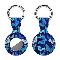 Blue Butterfly Soft Silicone Case for AirTag Holder Protective Cover with Keychain Key Ring Accessories