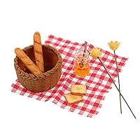 1 Set Mini Bread Basket Doll House Bread Basket Suit Wicker Storage Basket Minihouse Camping Mini Food Toys Childrens Toys Miniature Party Ornament Ob11 Suite Glass Red Honey