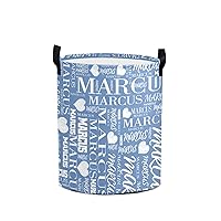 Personalized Storage Basket Custom Laundry Hamper Dirty Clothes Basket Collapsible Laundry Basket with Handle for Bathroom Living Room Bedroom (Baby Blue)