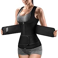 Cimkiz Sweat Vest Waist Trainer for Womens Workout Tank Zipper Vest Adjustable Belt Sauna Suit Compression