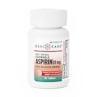 GeriCare Low Dose Adult Chewable Aspirin 81mg, Pain Reliever, 36 Count (Pack of 2)