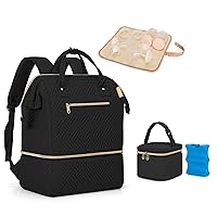 Fasrom Breast Pump Backpack Bundle with Baby Bottle Cooler Bag with Ice Pack Fits 4 Baby Bottles up to 5 Ounce, Easily Attaches to Stroller