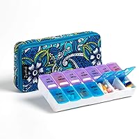 Weekly Pill Organizer 2 Times a Day, Zumd Pill Box 7 Day with Cute Quilted Fabric Zipper Case, Travel Pill Case Am Pm for Vitamin Medicine Organizer