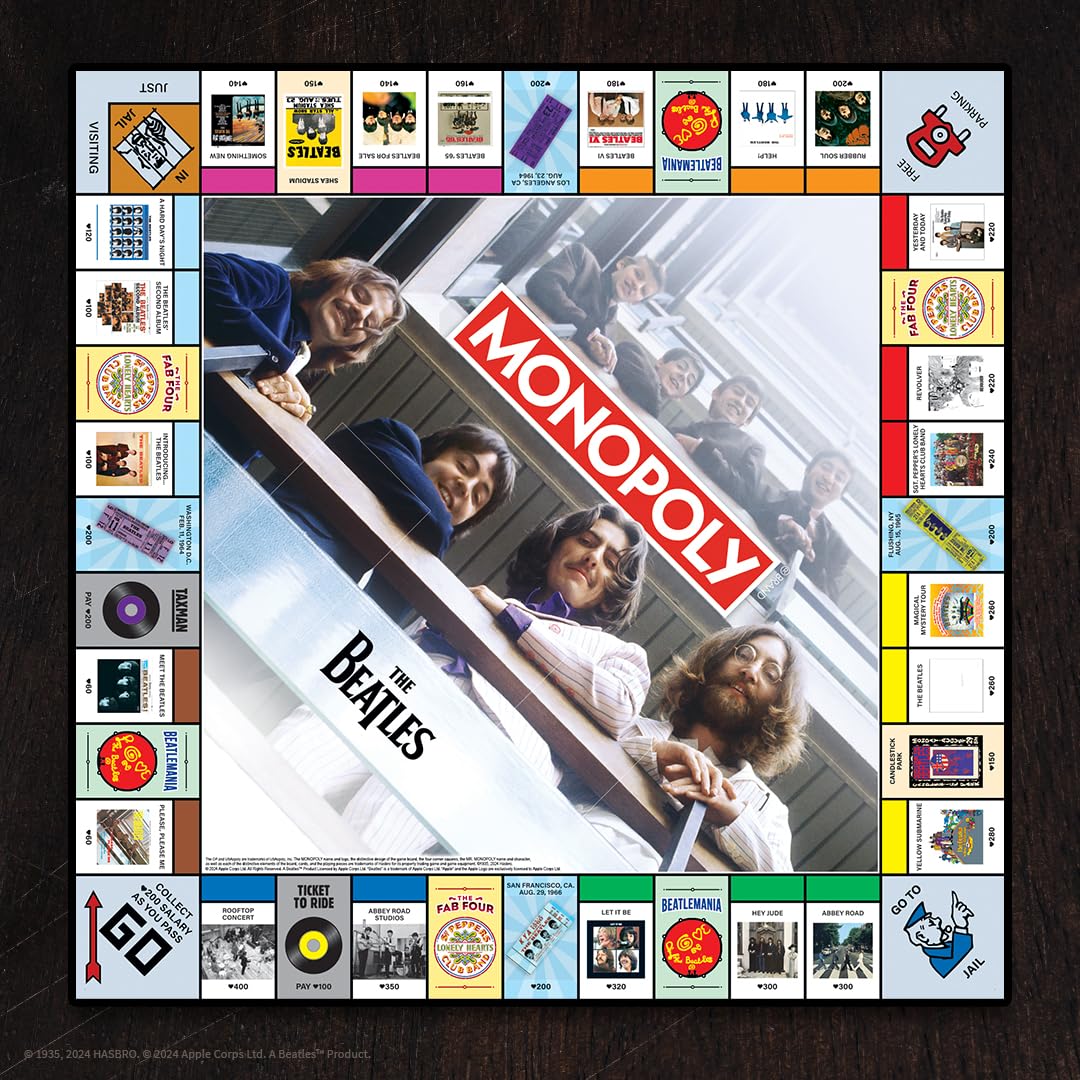 Monopoly: The Beatles | Play as Rocky Raccoon, Maxwell's Silver Hammer, I Am The Walrus & More | Officially Licensed Collectible Game Based on The Beatles Rock Band for 2-6 Players