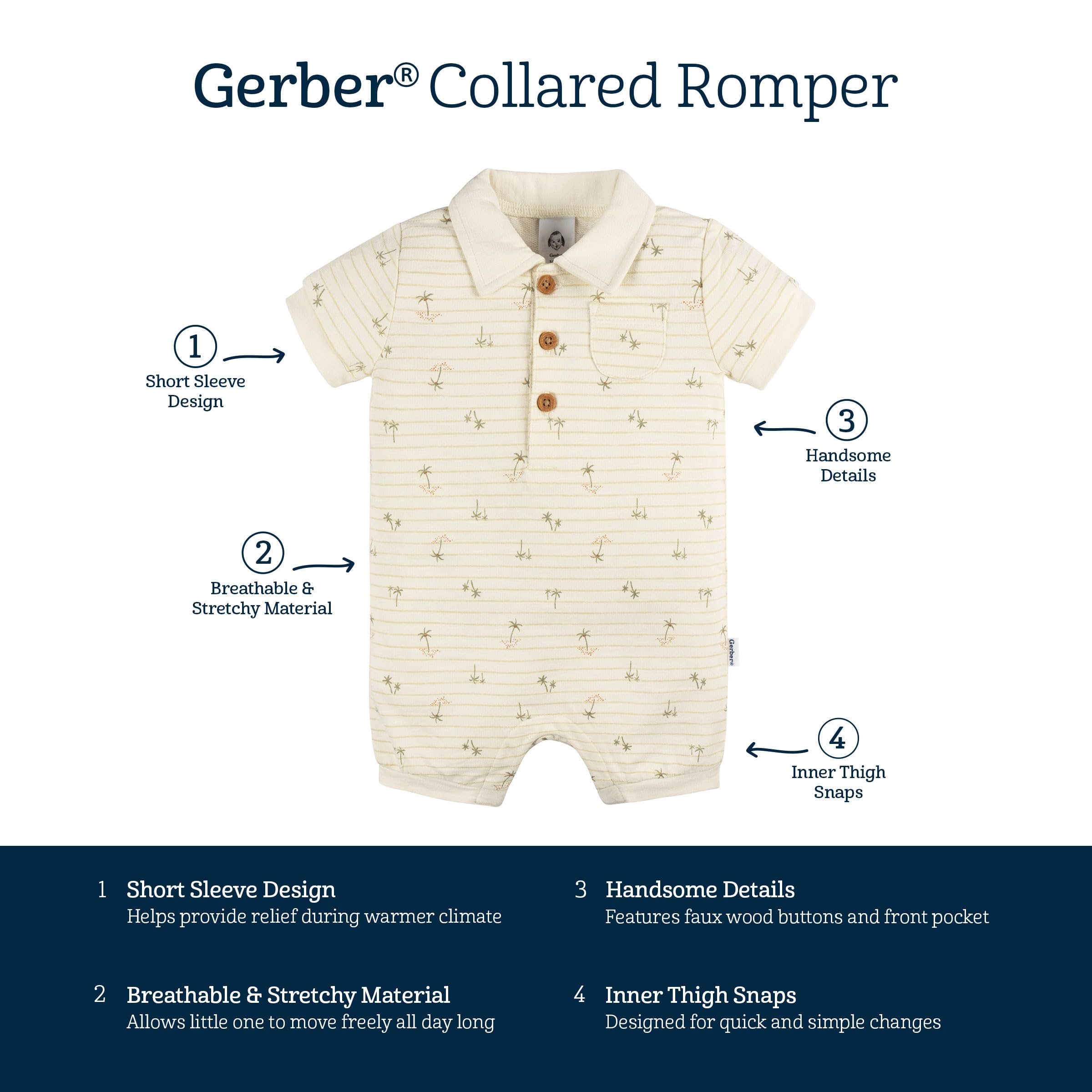 Gerber Baby Boys' Cotton Polo Romper