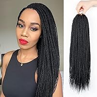 NAYOO Senegalese Twist Crochet Hair For Black Women - 8 Packs , 35 Strands/Pack Small Twist Crochet Braids Hair Hot Water Setting, Crochet Braiding Hair Straight Ends(18 Inch, 1B)