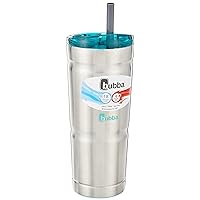 Bubba Envy S Vacuum-Insulated Stainless Steel Tumbler with Lid and Straw, 24oz Reusable Iced Coffee or Water Cup, BPA-Free Travel Tumbler, Steel/Island Teal