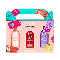 I LOVE Me Time Pamper Pack - Self Care Kit - At Home Spa Kit with Shower Gel and Body Souffle - Cherry, Lavender, and Coconut Fragrance - 3 pc