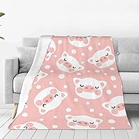 Cute Pig Blanket Lightweight Bedding Super Soft Flannel Throw Blankets for Bed Living Room Couch Sofa