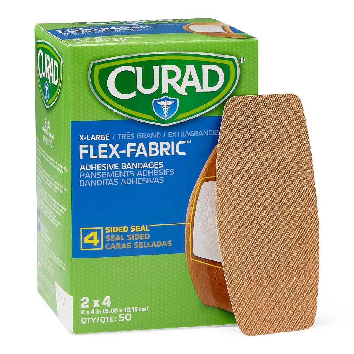 Medline Curad Fabric Adhesive Bandages, Natural, 50 Count