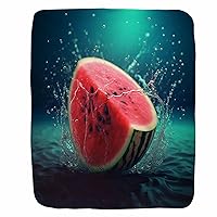 Watermelon Blanket Fresh Summer Fruit Watermelon in Water Throw Blanket for Couch Snuggie Fuzzy Personalized Soft Fleece Flannel Blanket for Adults (50