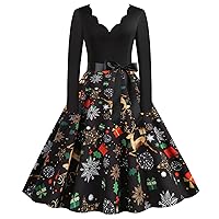 Dresses for Women 2023 Party Christmas Dresses for Women Women's Casual V Neck Long Sleeve Leightweight Loose Dresses