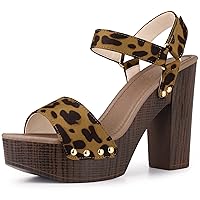 Perphy Round Toe Platform Slingback Chunky Heel Sandals for Women