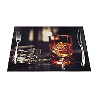 PlacematsWhisky and Cigar Printed Dining Table Placemats Washable Dining Table Mats Heat-Resistant Easy to Clean Non-Slip Indoor Or Outdoor Use