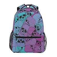 ALAZA Halloween Colorful Skull Backpack for Women Men,Travel Trip Casual Daypack College Bookbag Laptop Bag Work Business Shoulder Bag Fit for 14 Inch Laptop