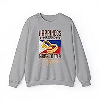 Humorous Happiness Is Married To Filipino Asian Philippines Flag Unisex Crewneck Sweatshirt
