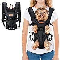 Pet Carrier Backpack, Adjustable Dog Backpack Carrier for Small Dogs Cats Puppies, Easy-Fit Front Cat Dog Carrier Backpack, Medium, Black