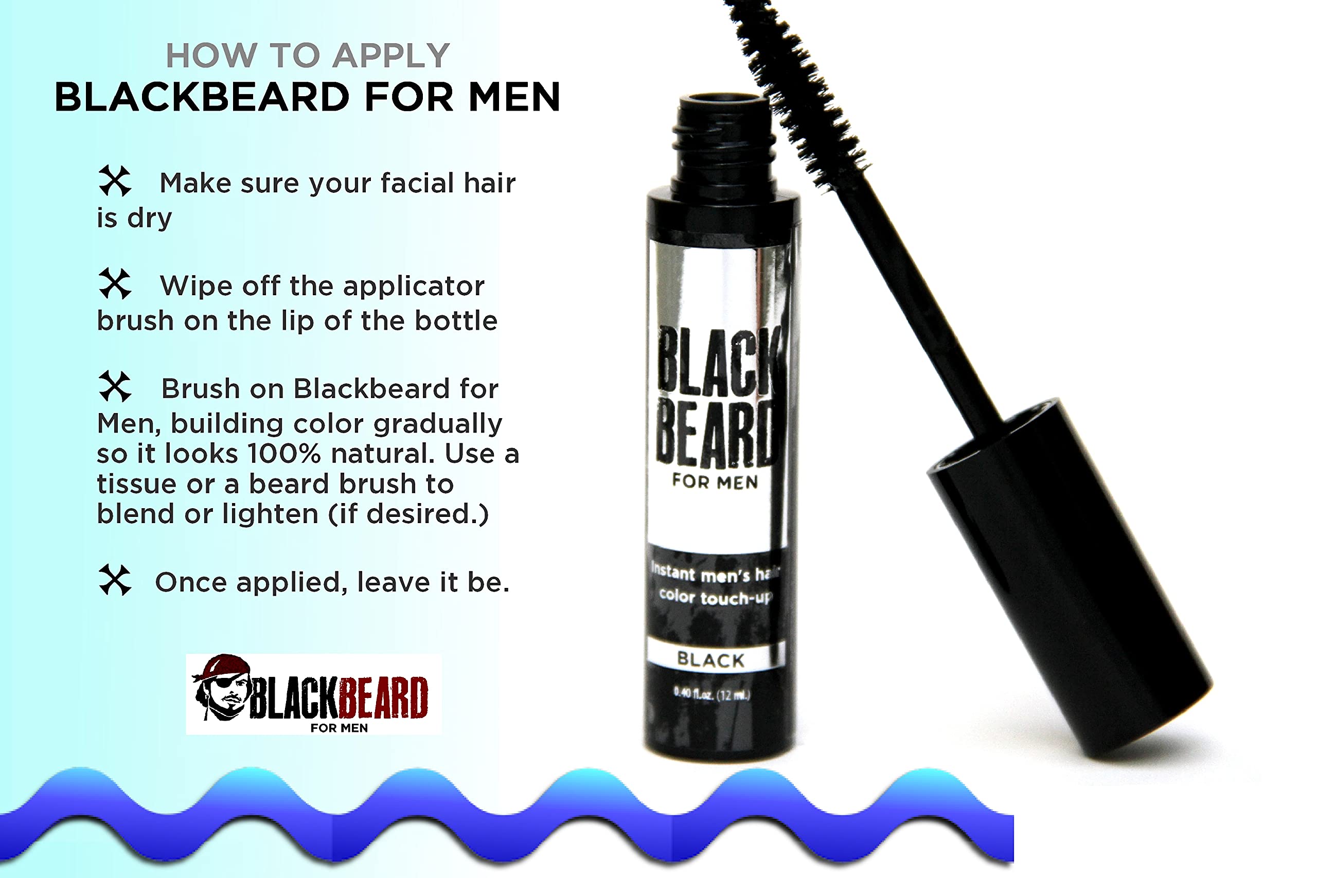Blackbeard for Men Formula X Instant Mustache, Beard, Eyebrow and Sideburns Color - Fast, Easy, Men’s Grooming, Beard Dye Alternative, Dark Brown, 13 Pack