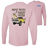 Driving Trucks and Taggin Bucks Retro Ford F150 Hunting Licensed Official Front and Back Mens Long Sleeves