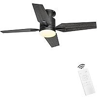 Ohniyou Ceiling Fan with Lights Flush Mount,40'' Small Ceiling Fans with Lights and Remote Control,Indoor Outdoor Quiet DC Black Low Profile Ceiling Fan for Patio Kitchen Dining Room Bedroom