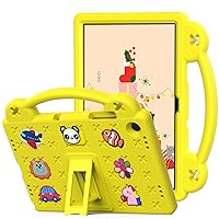 Galaxy Tab A9 Plus Case Kids 11 inch 2023, EVA Shockproof Cover for Samsung A9+ Plus Tablet Case, with DIY Cartoon Figure Stand Handle,Yellow
