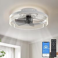 Flush Mount Ceiling Fans with Lights, 15.7