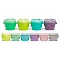 melii Snap & Go Baby Food Storage Containers with lids, Snack Containers, Freezer Safe, 10 Piece Set (4 x 4 oz, 6 x 2 oz), Original