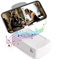 Phone Stand with Bluetooth Speaker, HD Surround Sound, Bluetooth Speaker, Adjustable Phone Holder, Gifts for Men and Women, Wide Compatible with Phone and Tablet, White