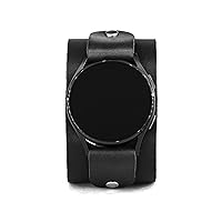 Leather wide cuff band 20mm 22mm Compatible with Samsung Galaxy Watch Classic Active Gear S2 S3 Classic Sport Frontier Pro and other Smart watches with a classic lug, Handmade UA 2362