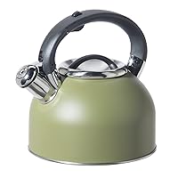 OGGI Tea Kettle for Stove Top - 64oz / 1.9lt, Stainless Steel Kettle with Loud Whistle, Ideal Hot Water Kettle and Water Boiler - Olive
