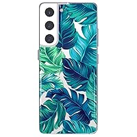 for Samsung Galaxy S22 Plus Case, Cute Floral Tropical Jungle Pattern Palm Leaves Style Transparent Soft TPU Protective Clear Case 6.6 Inch (Jungle Leaves)