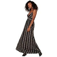 Angie Girls Women's Printed Surplus Top Maxi Casual Dress, Black, Small US