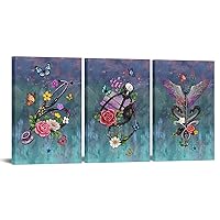 Conipit Medical Paintings Canvas Wall Art Stethoscope Canvas Picture Snake Wing Floral Butterflies Artwork for Hospital Clinic Wall Decor Gallery Wrapped Ready to Hang 16