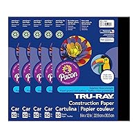 Tru-Ray 9-inch x 12-inch Construction Paper, Black, 50 Sheets/Pack, 5 Packs/Bundle (PAC103029-5)