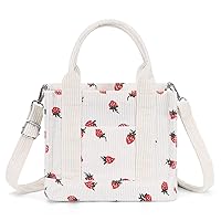 Corduroy Tote Bag Small Satchel Bag for Women Crossbody Bag Purse with Zipper Casual Hobo Handbag