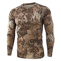 Mens Long Sleeve Color Camo T-Shirt Military Camouflage Hunting Shirt Cool Dry T-Shirt Summer Workout Fitness Tops