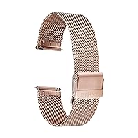 BERNY Stainless Steel Mesh Watch Band for Mens Women Quick Release Adjustable Watch Straps Thin Metal Bracelet with Safty Clasp 18mm 20mm 22mm, Silver/Black/Rose Gold