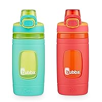 Brands Flo Kids Water Bottle with Leak-Proof Lid, 16oz Dishwasher Safe Water Bottle for Kids, 2-Pack Island Teal & Electric Berry