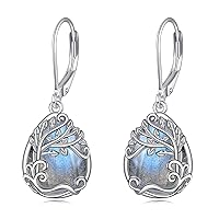 Moonstone Filigree Drop Dangle Teardrop Earrings 925 Sterling Silver Moonstone Leverback Earrings for Women Jewellery Gifts