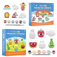 Funto Creative Painting Bundle - Paint Your Own Unicorn and Fruits Kits with 13 PCS Arts and Crafts Set, Perfect DIY Toys Gift for Kids Age 3+.