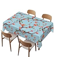 Peach tablecloth, 52x70 inch, Waterproof Stain Wrinkle Resistant Reusable Print tablecloths, for Kitchen Indoor Outdoor Events party Decor-Rectangle Table Clothes for 4 Ft Tables, Pale Blue Multicolor