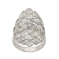 2.50 CTW open setting Natural Uncut diamond polki Handmade cocktail Ring | 925 sterling silver white rhodium | ring size US 5 to 13