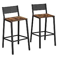 VASAGLE Bar Stools, Set of 2 Bar Chairs, Tall Bar Stools with Backrest, Industrial in Party Room, Rustic Brown and Black ULBC070B01
