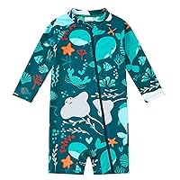 Baby Boy Swimsuit Rash Guard Shirts Toddler Boy Swimwear Full Zipper UPF 50+ Sun Protection Infant One Piece Bathing Suit