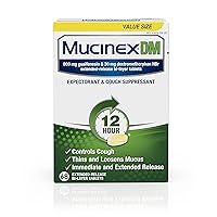 DM 12 hour Cough and Chest Congestion Medicine -Expectorant and Cough Suppressant tablets(Lasts 12 hours/Powerful Symptom Relief/Extended-Release Bi-layer), White, 68 Count (Pack of 1)